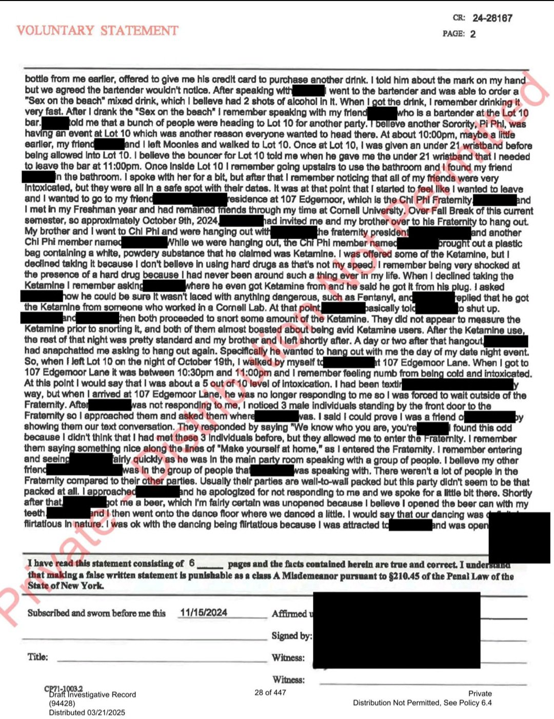 Lucy Craig police report