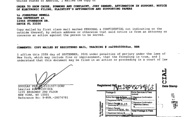 AFFIRMATION/AFFIDAVIT OF SERVICE (Motion #001) JOHNATHAN NEWELL