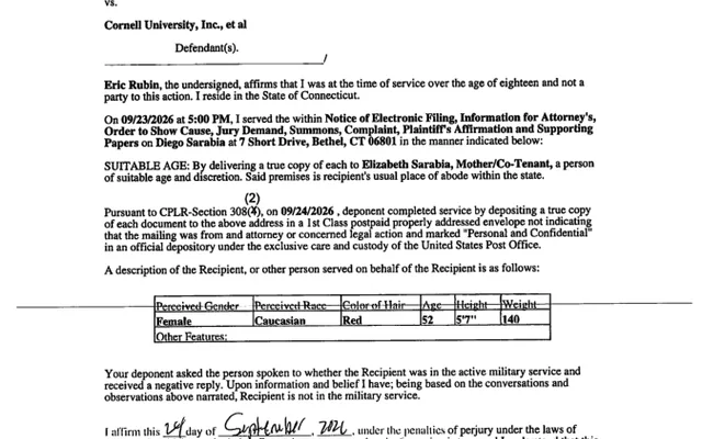 AFFIRMATION/AFFIDAVIT OF SERVICE (Motion #001) Diego Sarabia