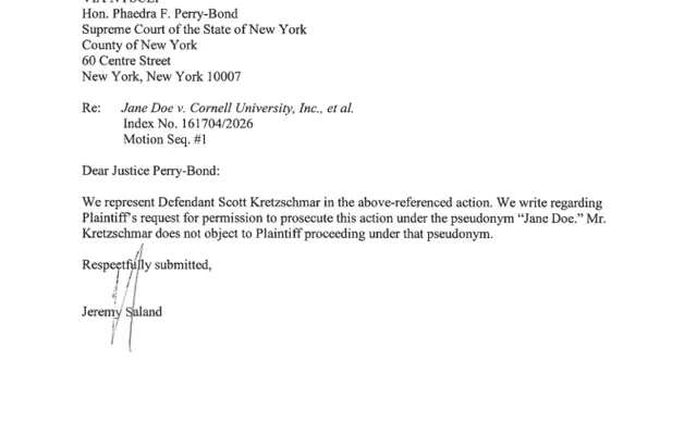 LETTER / CORRESPONDENCE TO JUDGE (Motion #001)