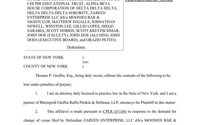 AFFIDAVIT Response to Demand for Change of Venue