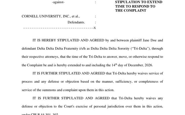 STIPULATION - TIME TO ANSWER Stipulation to Extend Time to Respond to The Complaint