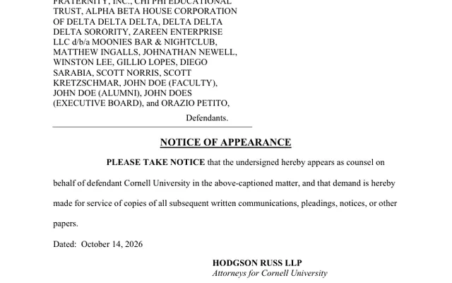 NOTICE OF APPEARANCE (POST RJI)