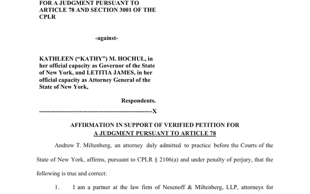 AFFIDAVIT OR AFFIRMATION IN SUPPORT OF PROPOSED OSC/EXPARTE APP