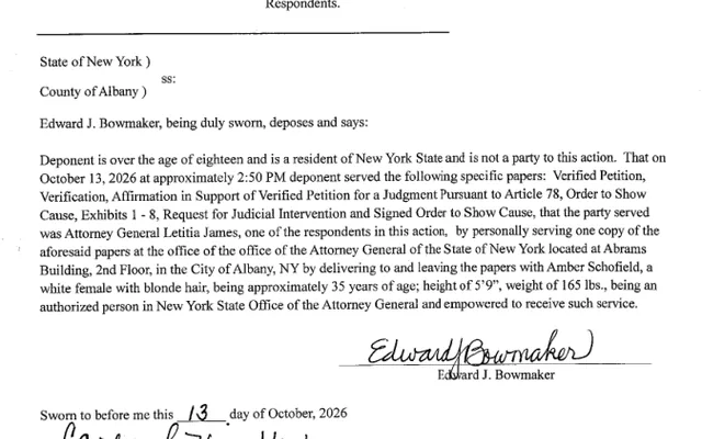 AFFIRMATION/AFFIDAVIT OF SERVICE Attorney General Letitia James