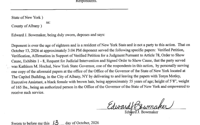 AFFIRMATION/AFFIDAVIT OF SERVICE New York State Governor Kathleen M. Hochul