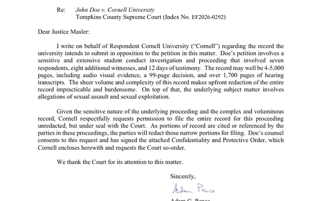LETTER / CORRESPONDENCE TO JUDGE
