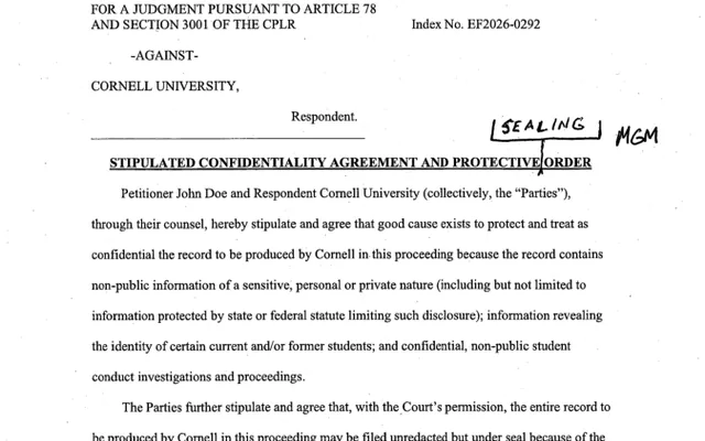 STIPULATION - CONFIDENTIALITY Stipulated Confidentiality Agreement and Protective Sealing Order