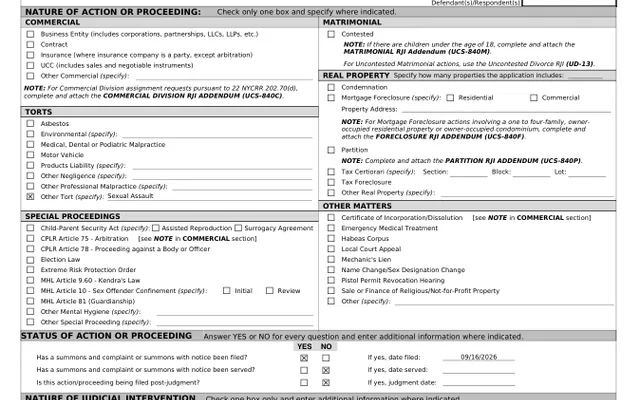 RJI (AMENDED) Redacted RJI (Doc 6&7) Pursuant to Court Order (Doc #44)