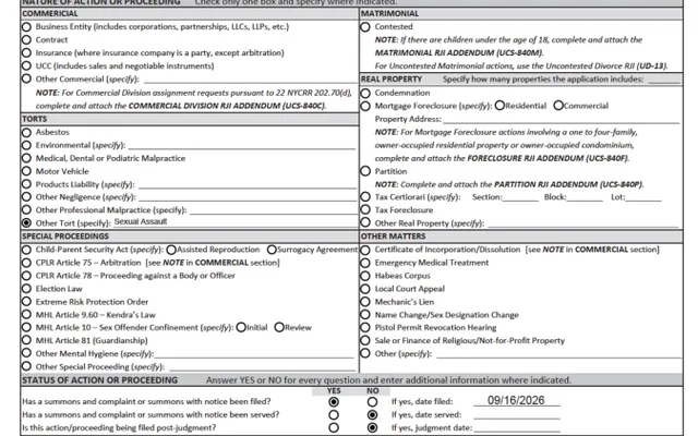 RJI (AMENDED) Redacted Amended RJI (Doc #22) pursuant to Court Order (Doc #44)