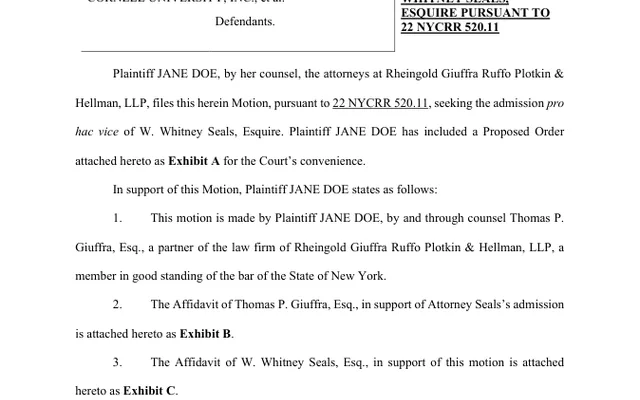 AFFIDAVIT OR AFFIRMATION IN SUPPORT