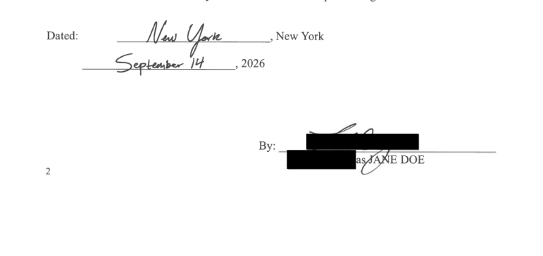 Fully Redacted Signature Block (With Significant Ink exposed)