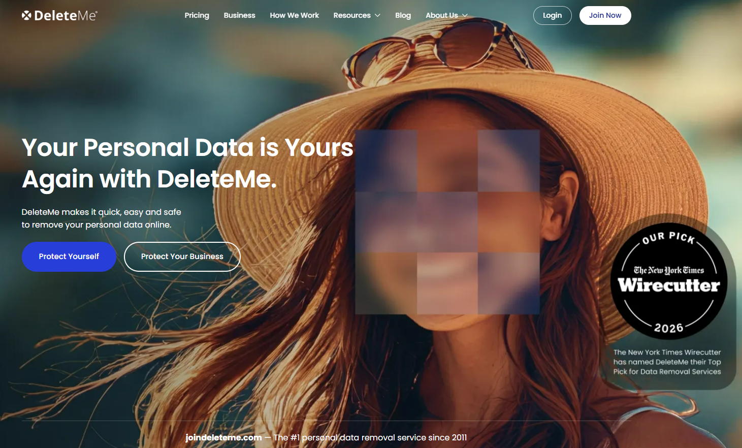 Homepage Screenshot of DeleteMe
